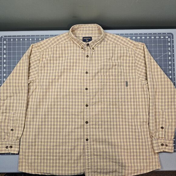 Vintage Woolrich Shirt XXL Plaid Flannel Tan Brown Outdoors Classic Heritage 90s - Picture 1 of 13